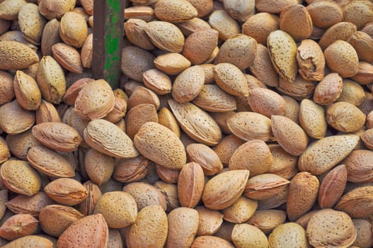 Detail of dried Almonds fruit food