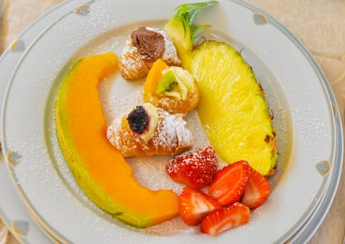 A dish of traditional organic vegetarian fruits