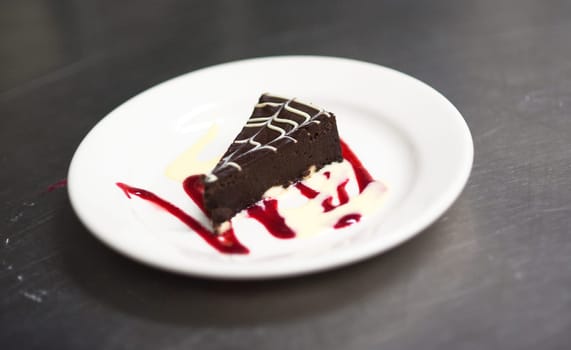 Chocolate cake ready to be eaten for dessert