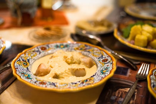 Scallops in Sauce, Served and Ready to Eat