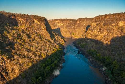 Zambezi river gorge from the air, Zambia/Zimbabwe