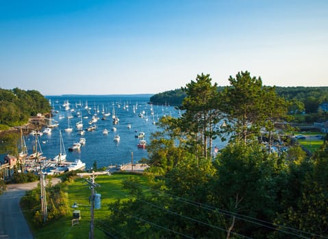 Harbor at Rockport, Maine seen from a high angle