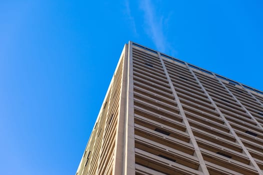 Corner detail of a glass office building