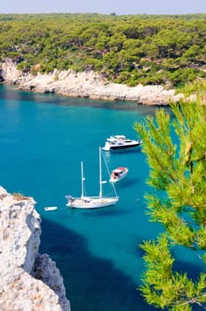 View of Cala Galdana  beach in Menorca, Balearic Islands, Spain