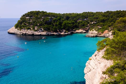 View of Cala Mitjana  beach in Menorca, Balearic Islands, Spain