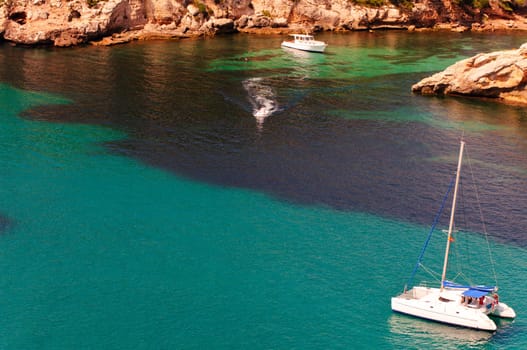 View of Cala Galdana  beach in Menorca, Balearic Islands, Spain