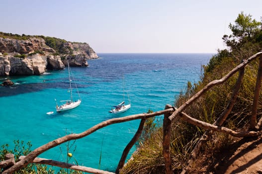 View of Cala Macarella  beach in Menorca, Balearic Islands, Spain