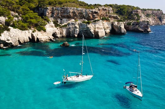 View of Cala Macarella  beach in Menorca, Balearic Islands, Spain