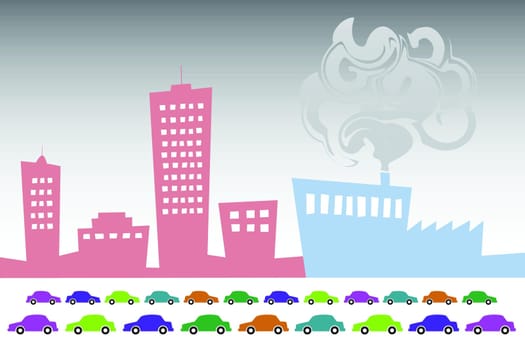 Vector illustration of vector pollution industry background design