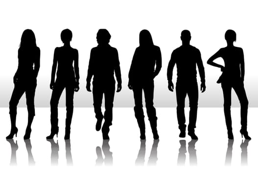 Vector illustration of fashion people silhouette