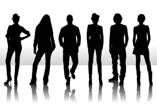 Vector illustration of fashion people silhouette