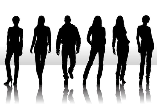 Vector illustration of fashion people silhouette