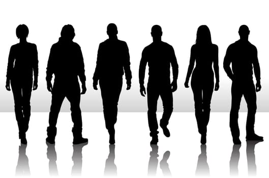 Vector illustration of fashion people silhouette