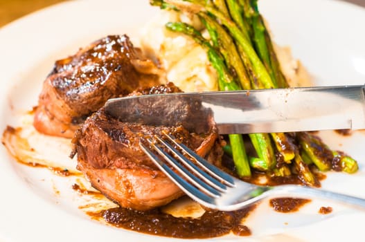 Filet mignon steak on a plate