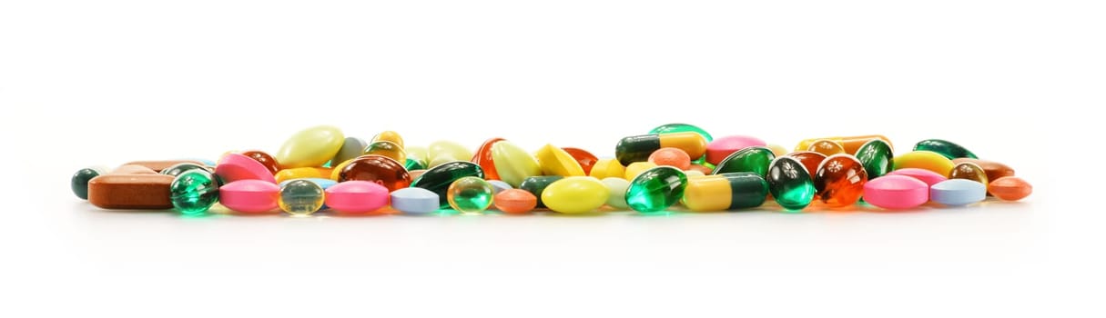 Composition with dietary supplement capsules and drug pills