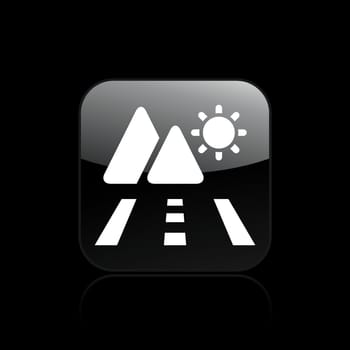 Vector illustration of single isolated mountain road icon