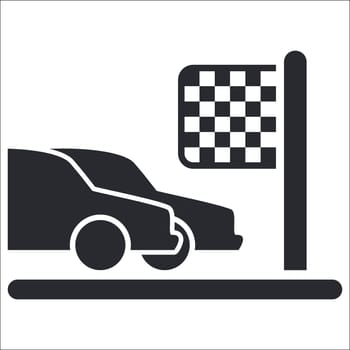Vector illustration of single isolated race car arrival icon