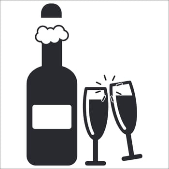 Vector illustration of single isolated champagne icon