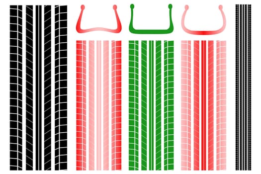 Vector illustration of tire tracks with information on the proper pressure