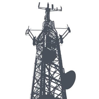 Vector illustration of single isolated antenna grunge background