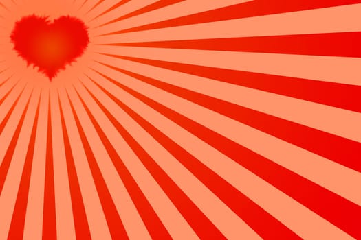 Ideal background for valentines day celebration. The sun is a heart that brings warm rays