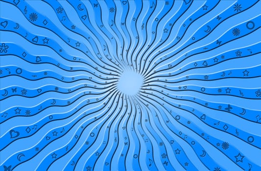 Blue beveled sun rays are very wavy