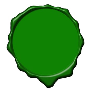 Empty green wax seal used to sign and close the royal letters