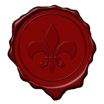 Red royal lily sign wax seal used to sign and close letters