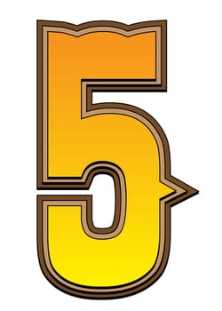 Typical carved wood western alphabet number
