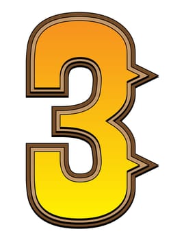 Typical carved wood western alphabet number