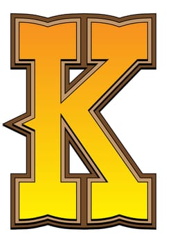 Typical carved wood western alphabet letter