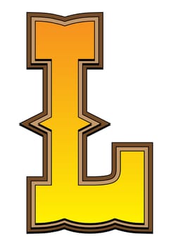Typical carved wood western alphabet letter