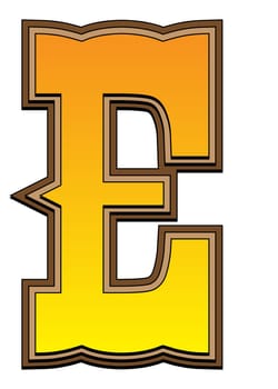 Typical carved wood western alphabet letter