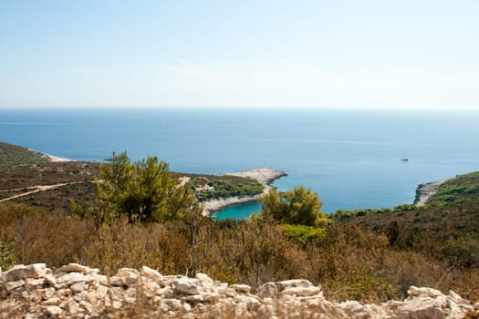 A scenic bay of Vis island in Croatia
