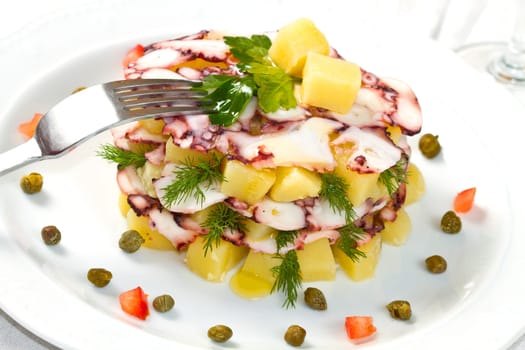 Octopus pie with potatos