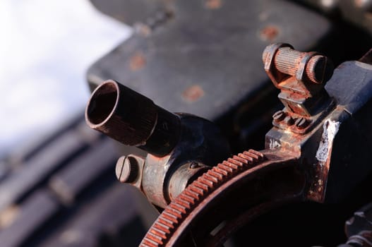 Field-gun, World War II, rusty component elements