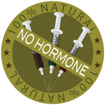 No Hormone 100% Natural Food Label Illustration Isolated on White Background