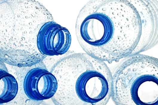 Composition with empty polycarbonate plastic bottles of mineral water