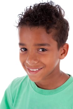 Portrait of a cute african american little boy, isolated on white background