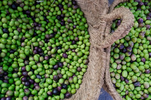 Fresh olives for sale at a Spanish market
