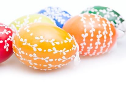 Color Easter Painted Eggs On White Background
