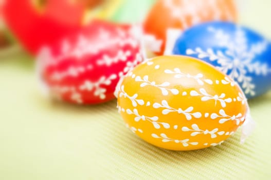 Traditional Homemade Color Painted Easter Eggs - Shallow Depth of Field