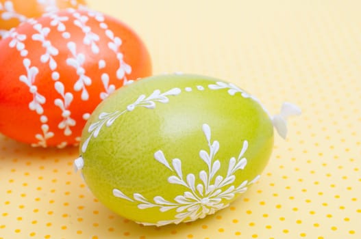 Traditional Homemade Color Painted Easter Eggs - Shallow Depth of Field