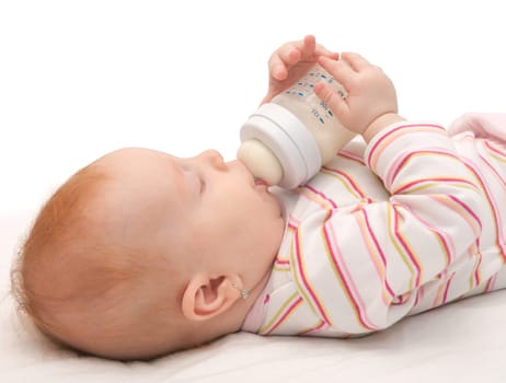 Baby Girl Drinking Milk from Bottle