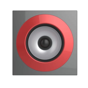 Front view of audio speaker isolated on white background