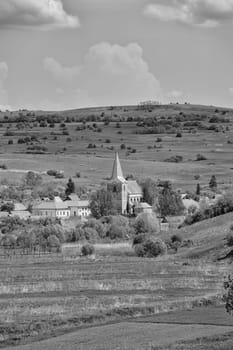 Landscape in the transylvanian countryside in the village of Soars, Romania.