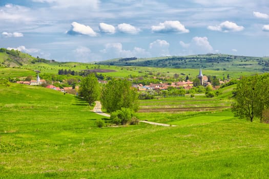 Landscape in the transylvanian countryside in the village of Soars, Romania.