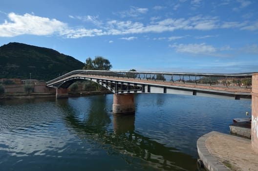 pier on the river in Sardinia, Italy