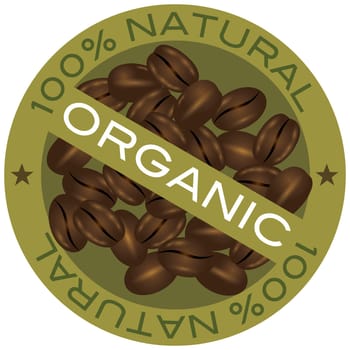 Coffee Beans 100% Natural Organic Label Illustration Isolated on White Background