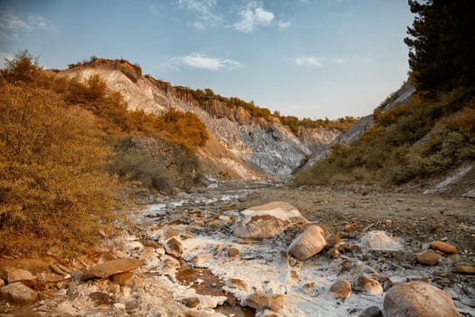 Salty hills in summer at Lopatari, Buzau county, Romania.